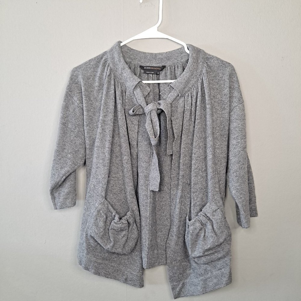 BCBGMaxAzria Gray Wool Cape Cardigan Sweater - Cashmere‎ Blend - Women's XS